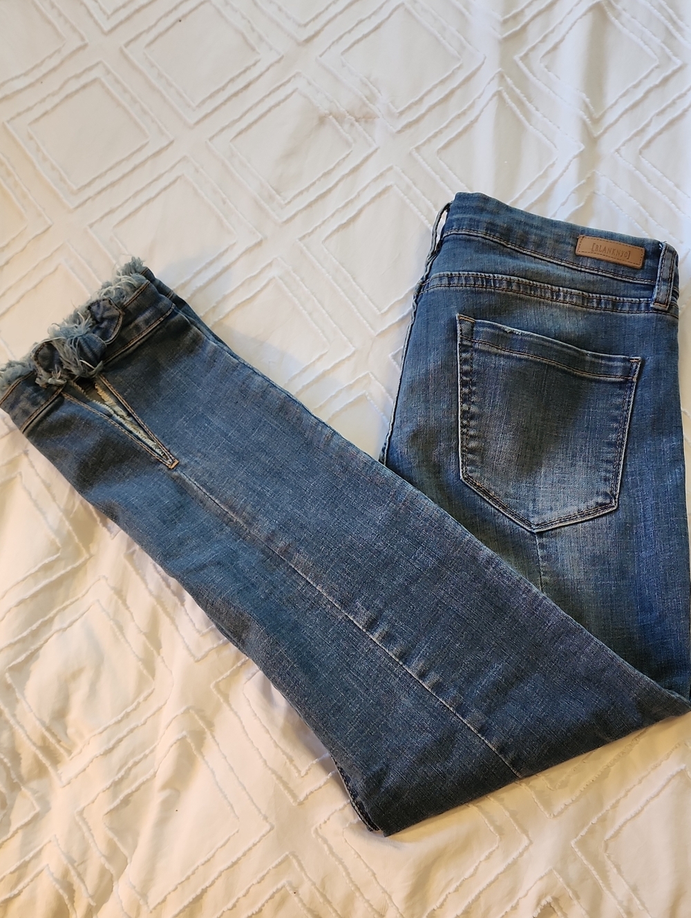 Blank NYC Frayed Hem Skinny Jeans - Blue